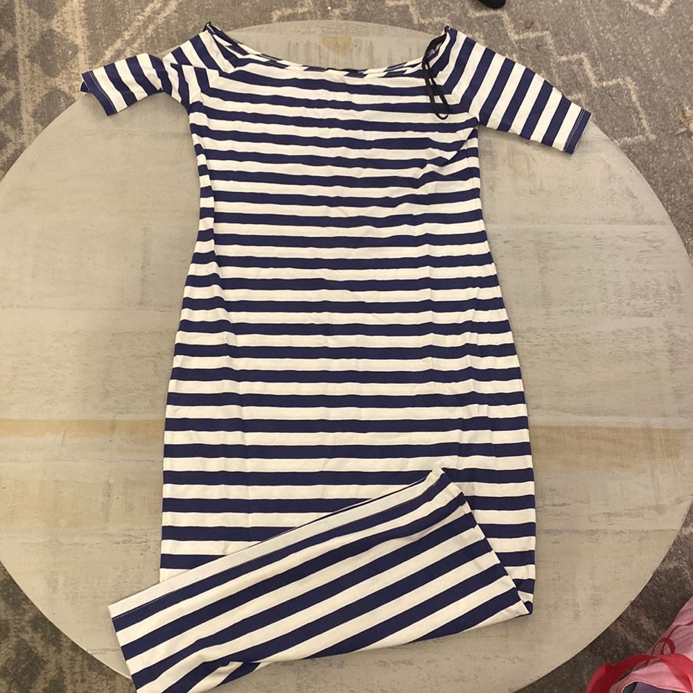 Never worn navy blue and white bebe Dress